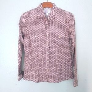 Panhandle S Western Pearl Snap Cowgirl Fitted Cotton Shirt in Pink Pattern